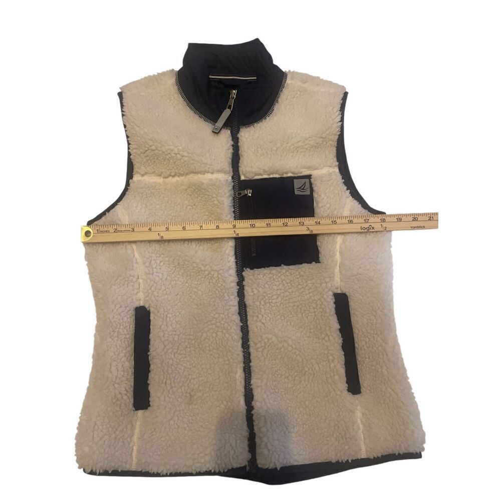COPY - Sperry Topsider Full Zip Sherpa Fleece Vest Navy Tan Size M - Picture 4 of 12